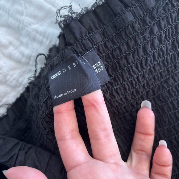 ASOS Design Cotton Smocked Maxi Dress Frayed Edge Sundress - Picture 7 of 9